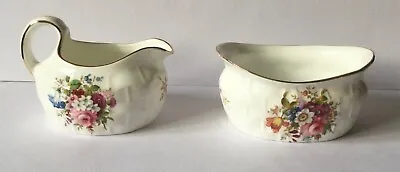 Hammersley Floral Sprays Basket Weave Matching Milk Jug And Sugar Bowl • £29