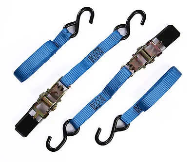 2 Pack Ratchet Tie Down Motorcycle Strap 1 In X 10 Ft 1300lbs 1x10 600Kg Blue • $14.41