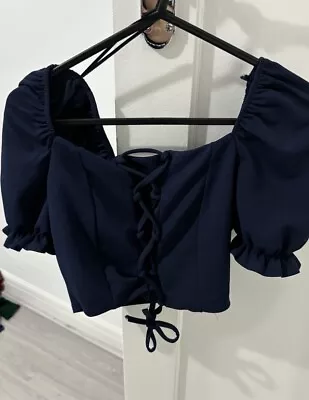 Quiz Clothing Navy Blue Crop Top Size 8 • £6