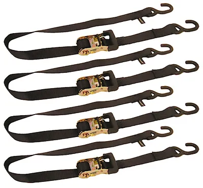 4 Heavy Duty Motorcycle ATV Bike Ratchet Ratcheting Tie Down Straps 1-1/2” 5yr • $34.95