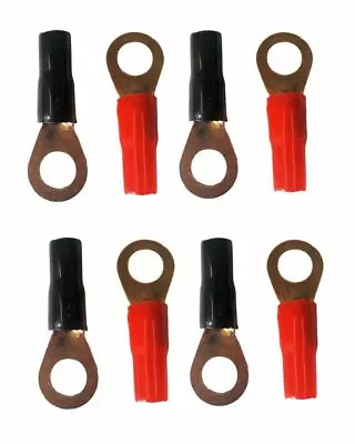 8 - 8 Gauge Wire Gold Ring Terminal Connectors Red And Black 4 Red 4 Black • $6.19