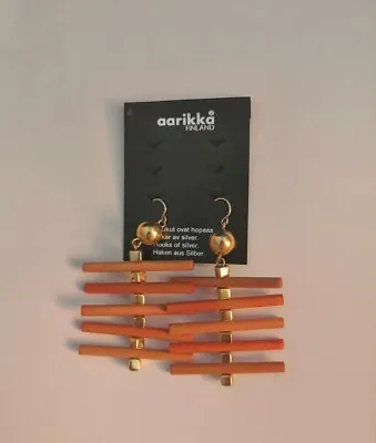 AARIKKA Earrings Wood Metal And Silver Finland • $66