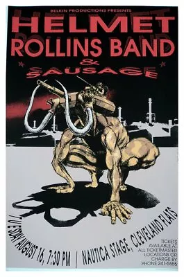 Derek Hess - Helmet/Rollins Band Poster 1994 @ Nautica Stage Cleveland OH • $399.95