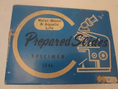 Vintage Set Of 12 Prepared Microscope Slides Water-Bloom & Aquatic Life Specimen • $9.95