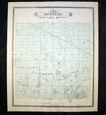 1889 Plat Map Argentine Township Genesee County Michigan • $22.50