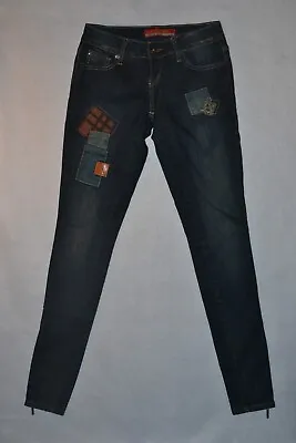 Jeans Patchwork Denim Tapered Leg Ankle Zippers 27x32 Low Rise Women's Zana Di • $24.99