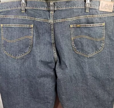 Lee Mens Mcclane Mens Tag Size 54x30 Regular Fit Straight Denim Dark Blue Jeans • $38.95