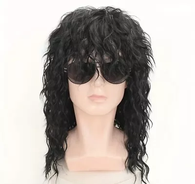 Costume Wig 80s Wigs Halloween Costumes Male Rock Long Curly Punk Heavy Metal • $28.49