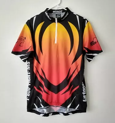 Verge Sport MS Bike Tour Cycling Jersey 1/4 Zip Men's Sz L Black Red Yellow S/S • $17