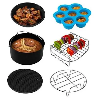  Air Fryer Accessories Set Of 6 For Most 3.7Qt And Larger Oven 3-5QT Black • $44.04