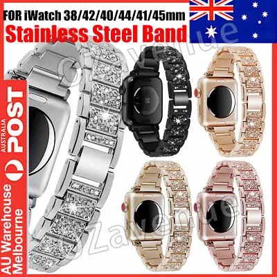 $16.88 • Buy For Apple IWatch Series SE 7 6 5 4 3 2  Diamond Stainless Steel Watch Band Strap