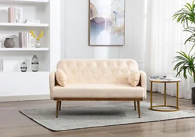 Velvet Sofa Accent Sofa Loveseat Sofa With Metal Feet Sofa Bed With 2 Pillows • $391.90
