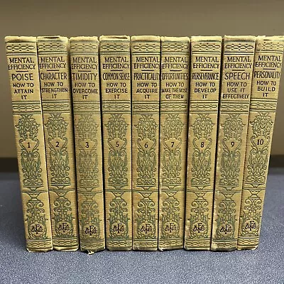 1916 Antique Self-Help Book Set  Mental Efficiency Series... How To Attain It  • $125