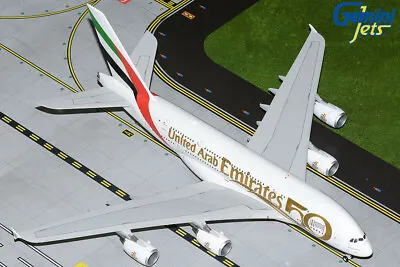 Gemini Jets 1:200 Emirates Airbus A380 50th Anniv A6-EVG G2UAE1056 IN STOCK • $153.56