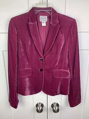 Philippe Adec Size 4 Velvet Silk Blend Blazer Jacket Pink Mauve • $34.99