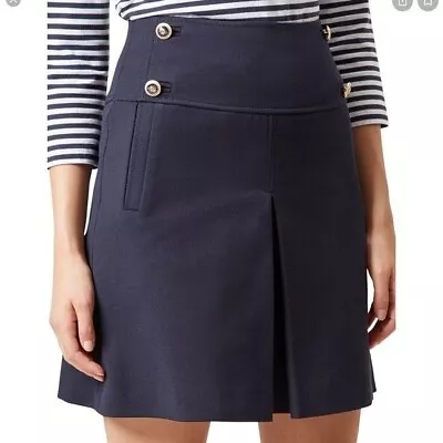 Hobbs London Joy Sailor Mini Skirt Navy Blue Cotton Blend Women's US 12 • £54.85