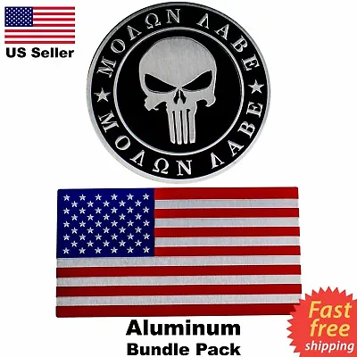 3D METAL Molon Labe Decal + American Flag Sticker Emblem [Bundle Pack] • $7.94