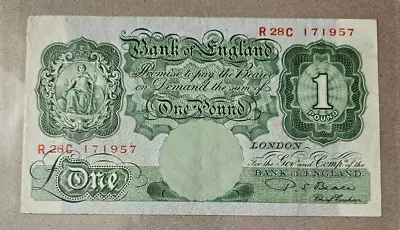 UK  1950 One Pound Note P.S.Beale. Circulated Condition  {L060} • £8