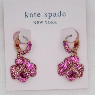 Kate Spade Women Jewery Rose Gold CZ Flower Huggie Earrings Floral Stackable NWT • $17.99