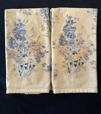 Vintage Laura Ashely Blue & Pink Floral Hand Towels Set Of 2 • $16.50