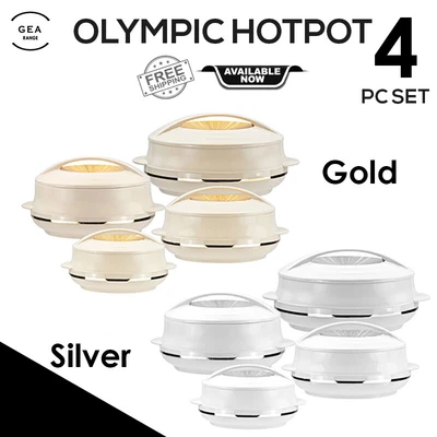£28.95 • Buy 4Pc Hot Pot Set Thermal Insulated Casserole Bowl Pan Food Warmer Serving Dishes