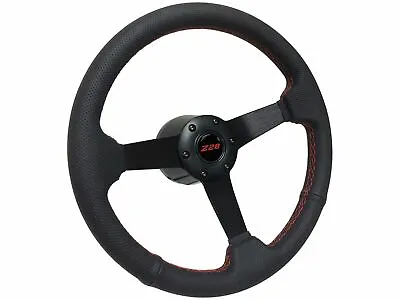 1969-94 Camaro Z28 Leather Steering Wheel Solid Black Kit Red Stitch • $287.09