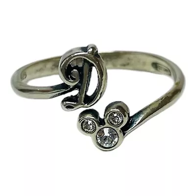 Disney Sterling 925 Silver D Initial CZ Mickey Icon Ring Sz 5.75 • $28