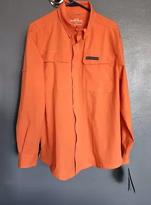 Cabelas Guidewear Shirt Mens M Orange Long Sleeve Hiking Vented Fishing UPF 30+ • $16.99