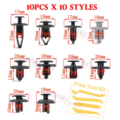 $6.82 • Buy 100pcs Bumper Fender Rivet Fastener Clip + 4 Tools For Toyota Camry Corolla RAV4