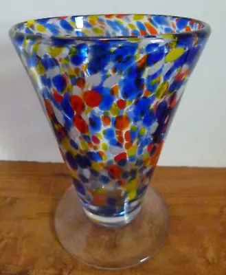Confetti Speckled  Footed Glass Vase Goblet /  Ice Cream Sundae Glass 6  • $12