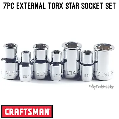 Craftsman External E Torx Star Bit Socket Set 1/4  3/8  Drive Ratchets 7pc • $19.99