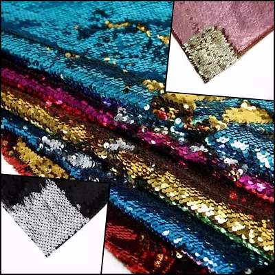 Reversible Double Sided Colours Polyester Sequin Fabric 5mm Flip Mermaid Cloth • £1.69