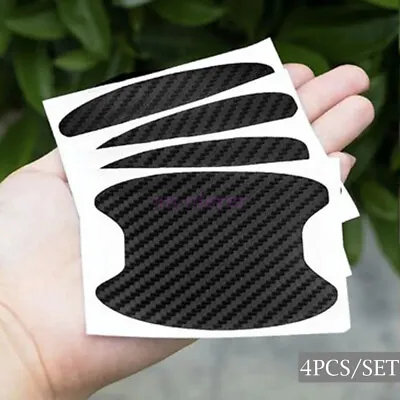$14.41 • Buy 4Pcs Car Door Sticker Carbon Fiber Scratches Cover Handle Protection Film Decal