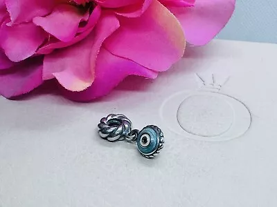 Pandora Evil Eye Blue Enamel Hanging Charm #790529 Retired Ale 925 Silver • $59