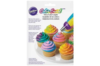 £10.48 • Buy CUPCAKE NOZEL 3 Color Swirl - Three-Colour Coupler Piping Nozzle Wilton