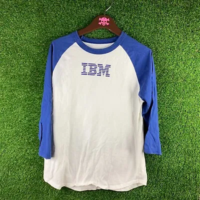 Vintage IBM Half Raglan Sleeve Blue T Shirt  Size Small • $20.97