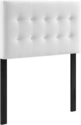 Emily Twin Biscuit Tufted Performance Velvet Headboard White • $84.99