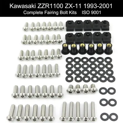 Fit For KAWASAKI ZZR1100 ZX-11 93-01 Motorcycle Fairing Bolt Kit Stainless Screw • $23.89