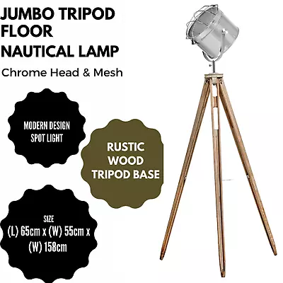 $199 • Buy NAUTICAL TRIPOD FLOOR LAMP Searchlight Modern Spot Light Retro Industrial 75029