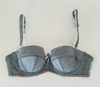 Marks & Spencer Ceriso Grey-blue Cotton Mix Balcony Underwired Padded Bra 30c • £12.50