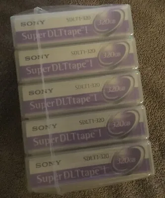 5 Pk New Sealed Sony SDLTI-320 Super DLT 160GB 1/2” Tape Data Cartridge  • $29.99