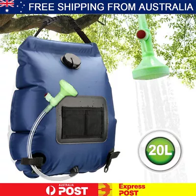 20L Camp Shower Bag Solar Heat Water Pipe Portable Camping Hiking Travel Outdoor • $20.90