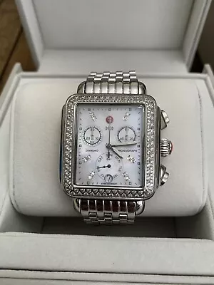 Michele Deco Diamond Mother Of Pearl Dial Chronograph Women Watch Mint Condition • $1600