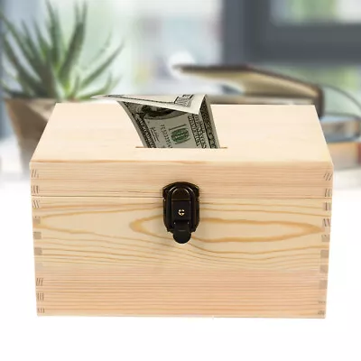 Wooden Suggestion Box Donation Ballot Box W/ 2 Key Secure And Locking 8.07*6.3” • $20