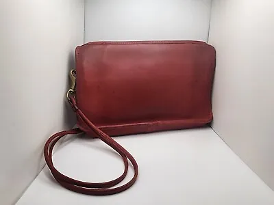 Vintage Red Leather Coach Clutch Crossbody Basic Bag - Bonnie Cashin 931-6541 • $128.99