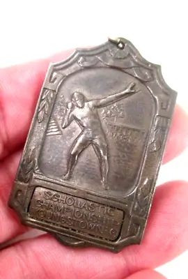 Vtg 1930 SCHOLASTIC CHAMPIONSHIP YOUNGSTOWN OH SHOT PUT STERLING SILVER MEDAL • $24.99