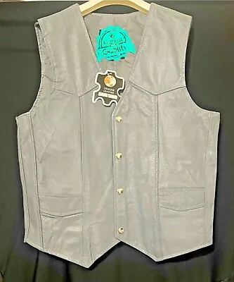 Men's Gray Genuine Leather Motorcycle Biker Vest • $42.63