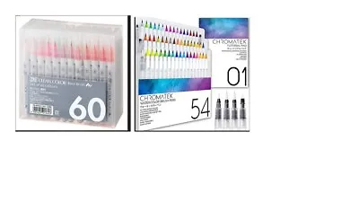 $60 • Buy ZIG Clean Color Real Watercolor 60 + Chromotek Brush Pens 54 Color Set