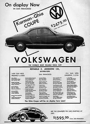 1956 Volkswagen Karmann Ghia & Beetle Bug Original Ad  • $16.47