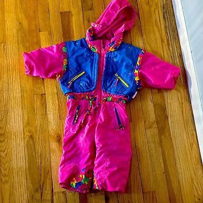 Obermeyer Vintage Kids Maui Ski Snow Suit Neon Pink Size Preschool Xs 2t • $60